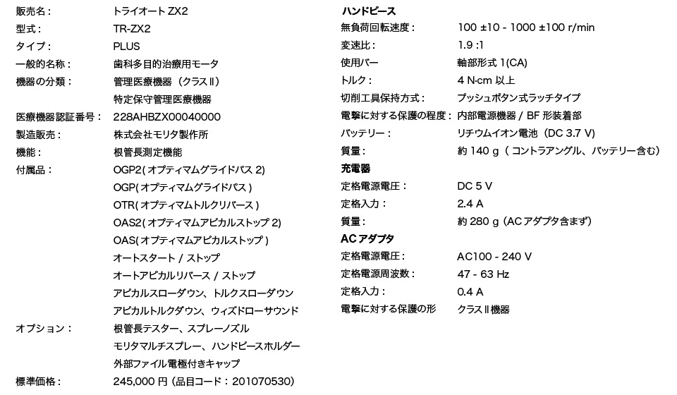 モリタ　トライオートzx2＋